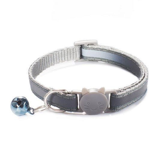 Adjustable Grey Cat Collars with Bells