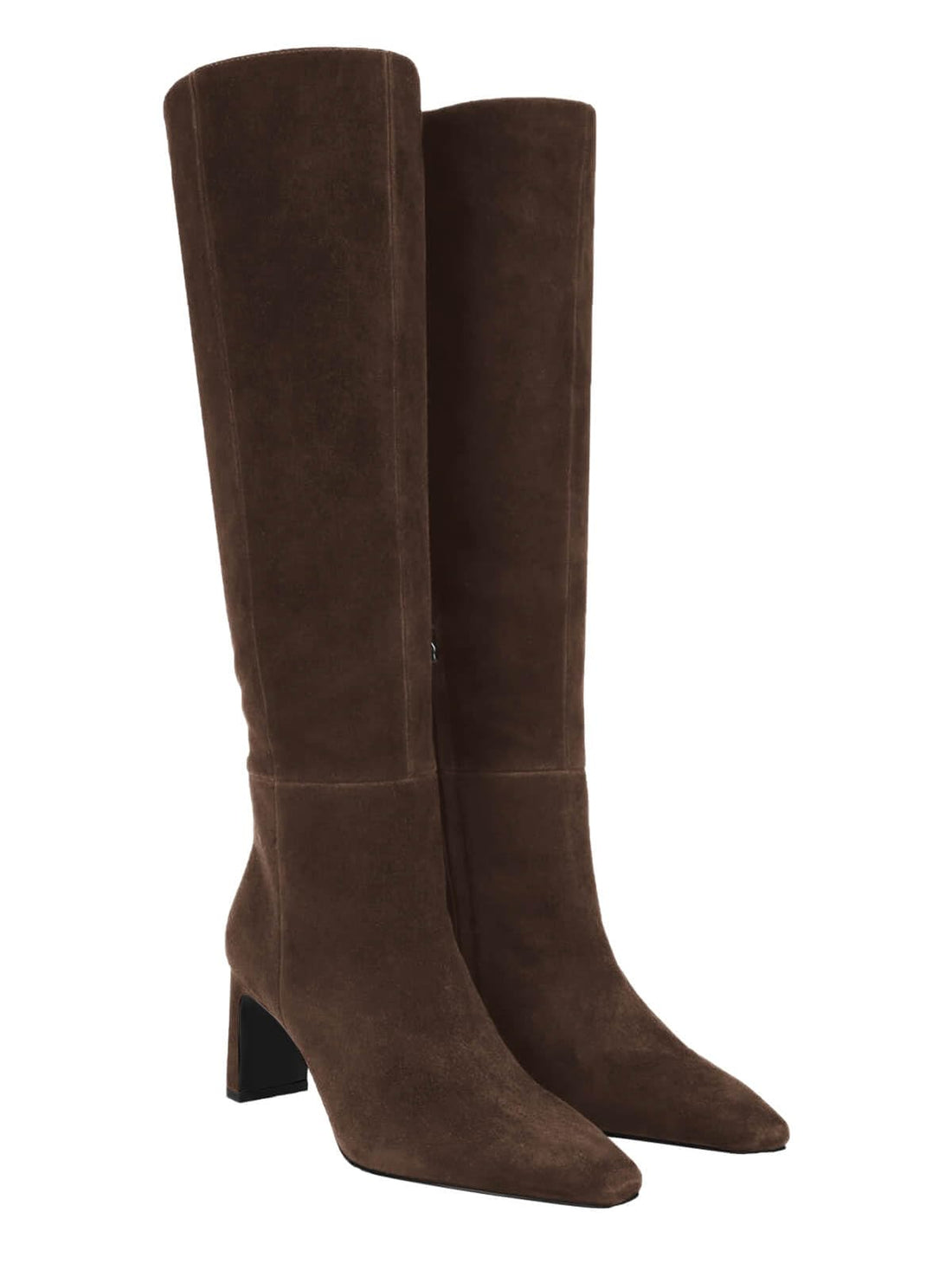 Coutgo Women's Knee High Boots with Chunky Heel and Side Zipper