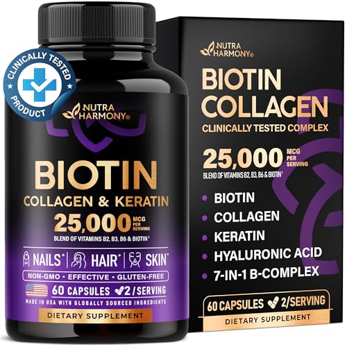 Biotin and Hyaluronic Acid Hair Growth Supplement for Thickening Locks Naturally.