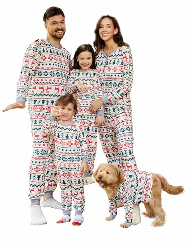 Holiday Matching PJs for Family Reindeer Snowflake Christmas Sleepwear Set.