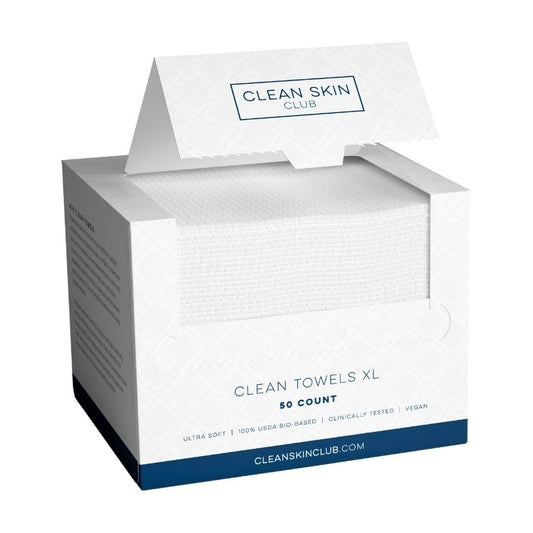 Clean Skin Club Clean Towels XL, 100% USDA Biobased Dermatologist Approved Face Towel, Disposable ...