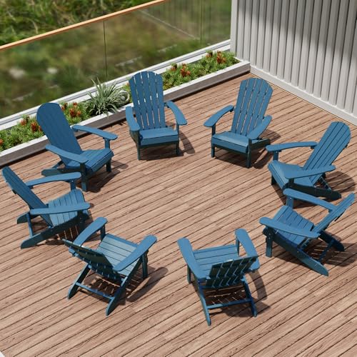Adirondack Chairs Set of 8: Outdoor Patio Lawn Furniture with Wood Texture Finish