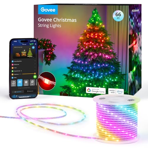 Govee Christmas Lights 66ft, Smart RGBIC Christmas String Lights App-Controlled, 125+ Scene Modes,...