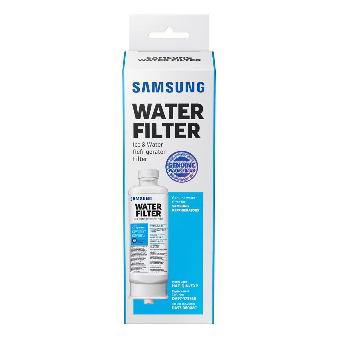 SAMSUNG Genuine Filter for Refrigerator Water and Ice, Carbon Block Filtration, Reduces 99%