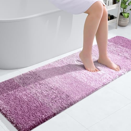 OLANLY Bathroom Runner Rugs 59x17, Extra Soft Absorbent Microfiber Bath Rugs, Rubber Backing, Quic...