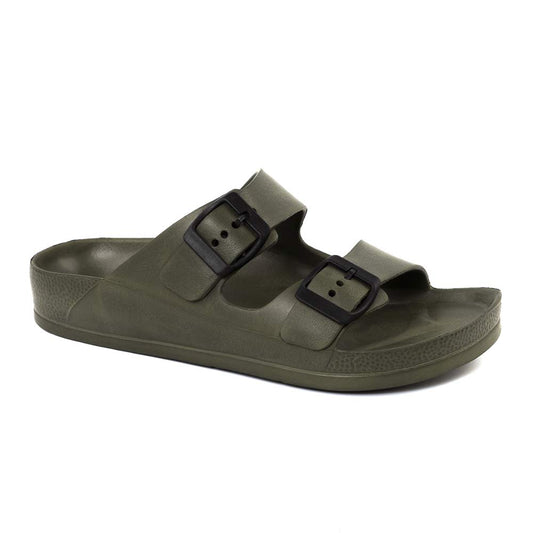 FUNKYMONKEY Women's Comfort Slides Double Buckle Adjustable EVA Flat Sandals.