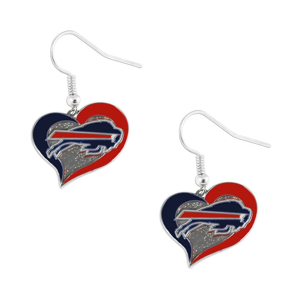 aminco NFL Buffalo Bills Swirl Heart Earrings, multicolor, one size (637-NFL-SH-DE-BB).