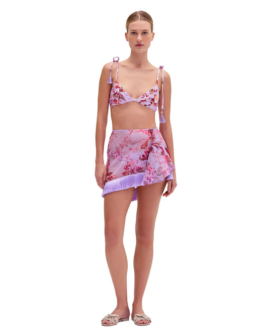 Floral Haze Mini Sarong: A delicate, colorful, and feminine tropical accessory.