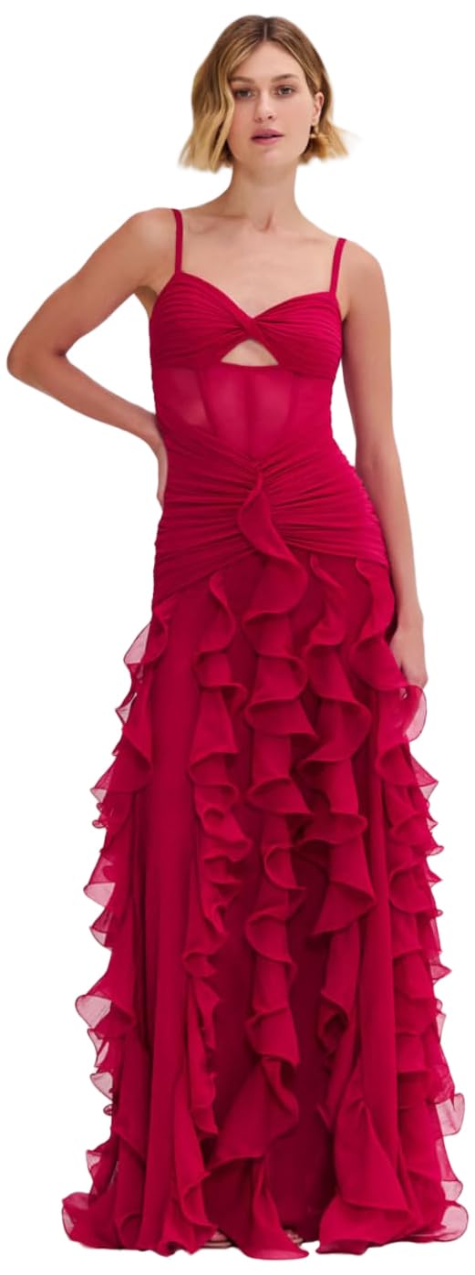 Ethereal Silk Maxi Dress with Plisse Detailing for Elegant Chic