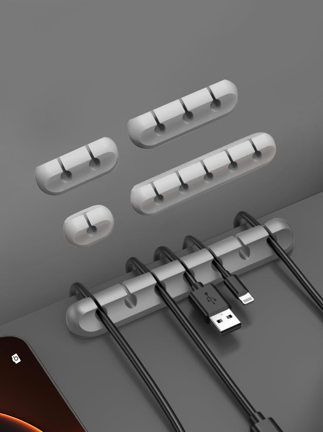 Cable Management Organizer Kit with Cord Clips and Labels