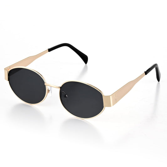 Retro Oval Metal Frame Sunglasses for Women
