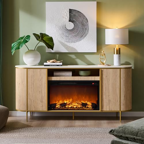 OKD Luxury 70 Fluted Fireplace TV Stand