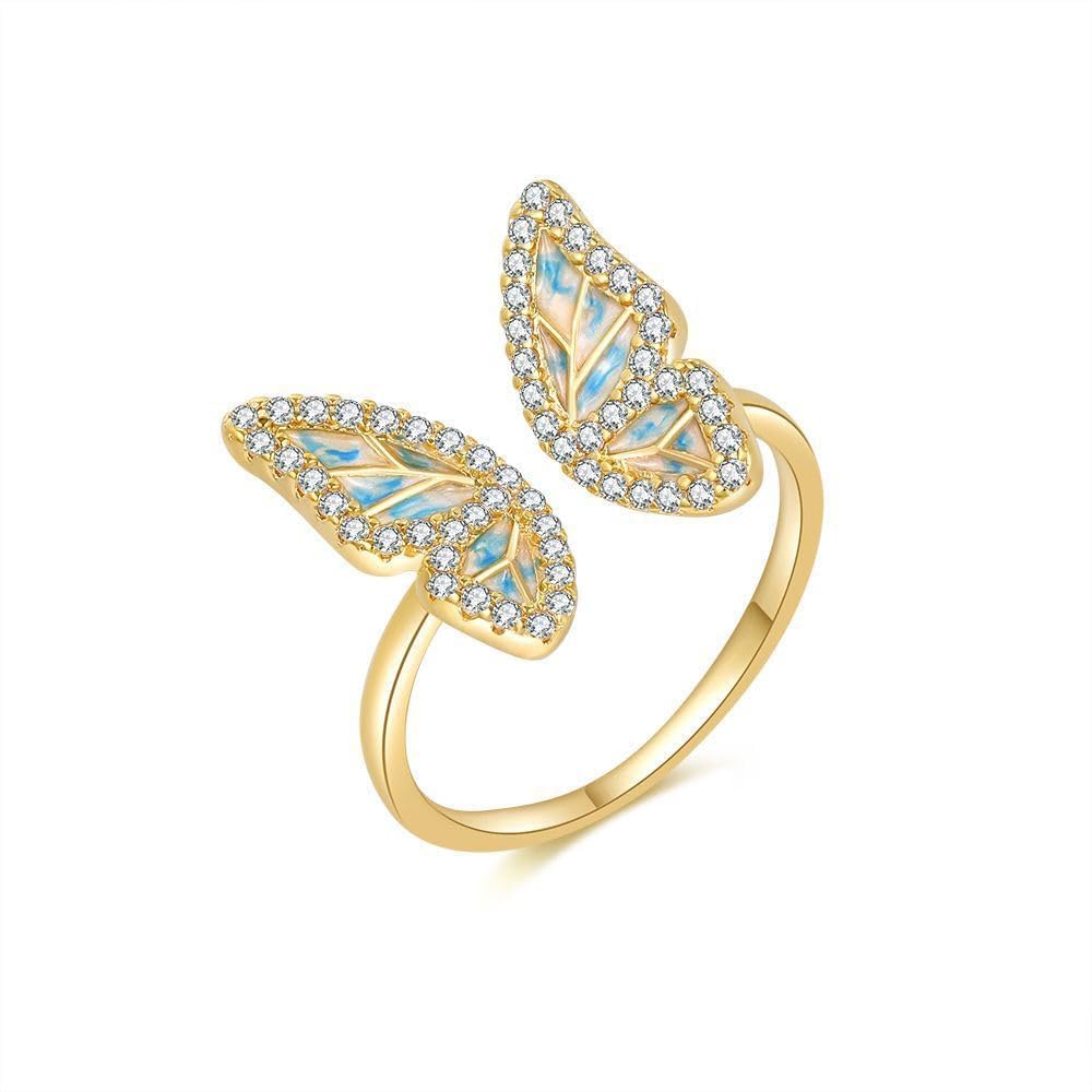 Dainty Gold Plated Ring with CZ Accents, Suitable for Everyday Wear.