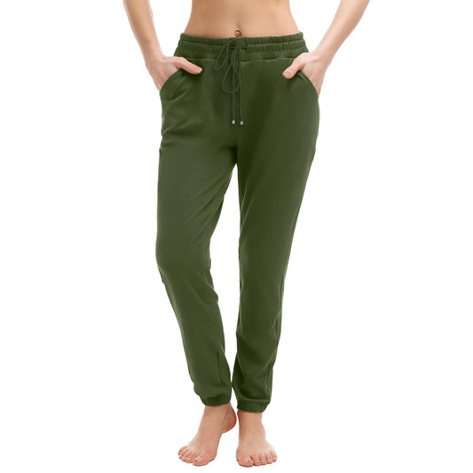 Olive Green Women's Joggers with Pockets for Gym and Lounge