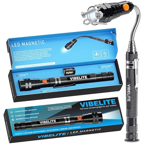 VIBELITE Extendable Magnetic Flashlight with Telescoping Magnet Pickup Tool