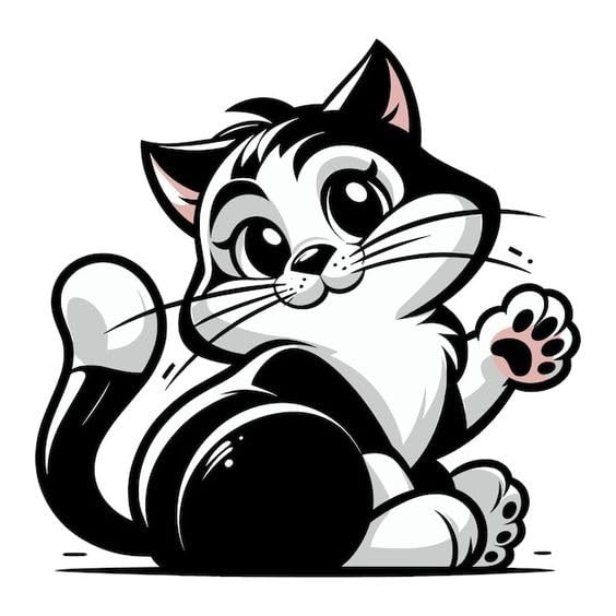 Cute Cartoon Black Cat Waving Vinyl Sticker Decal for Vehicles and Laptops