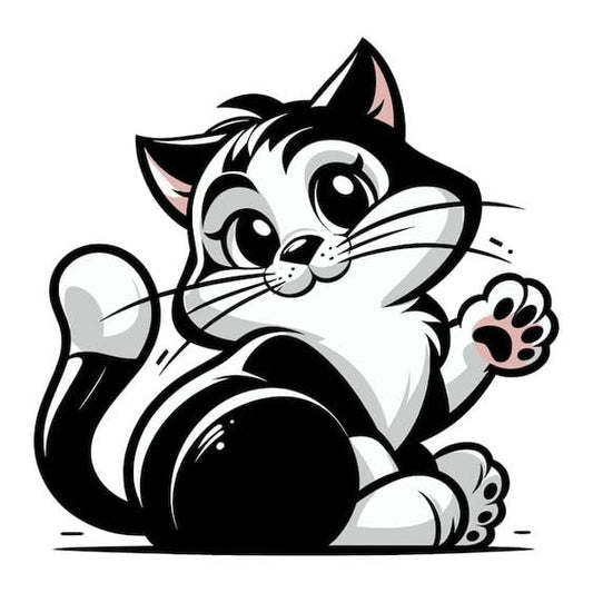 Cute Cartoon Black Cat Waving Vinyl Sticker Decal for Vehicles and Laptops
