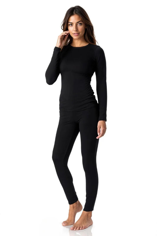 Thermajane Long Johns Thermal Underwear for Women Fleece Lined Base Layer Pajama Set Cold Weather.