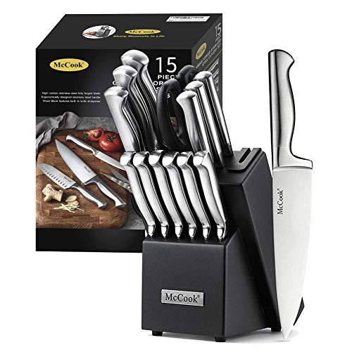 McCook German Stainless Steel Knife Block Sets with Built-in Sharpener