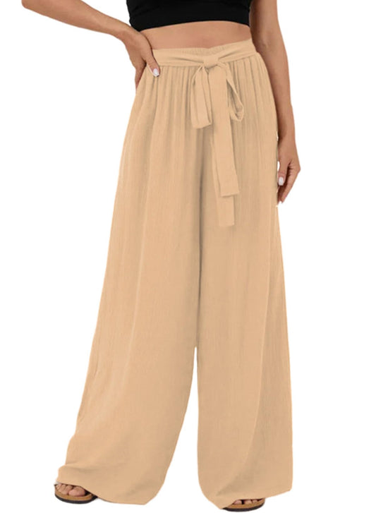 Flowy High Waist Wide Leg Pants for Women's Casual Spring Wear.