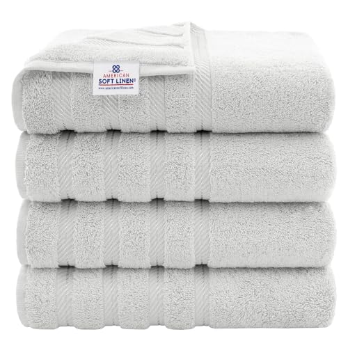 American Soft Linen Luxury 4 Piece Bath Towel Set in 100% Cotton Turkish Bath Towels