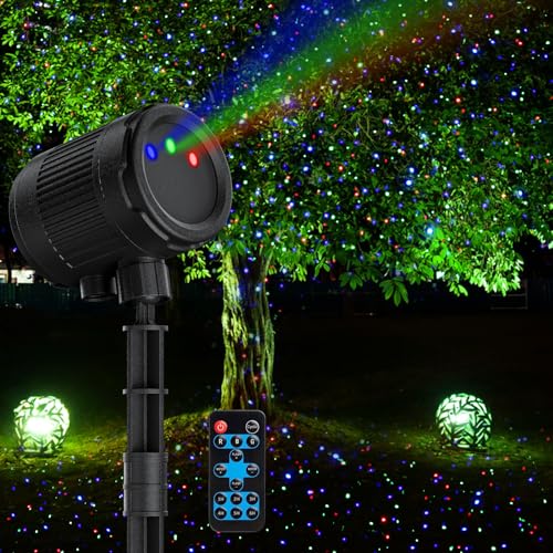 Laser Christmas Projector Lights Outdoor, 3 Color Laser Light Projector, Firefly Lights Show with ...