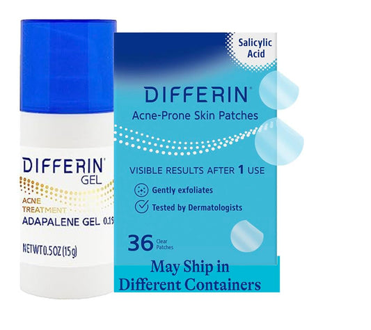 Differin Acne Treatment Gel and Differin Patch Set: 36 Power Patches, 18 large and 18 small patche...