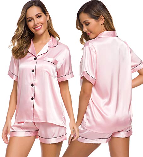 Soft and comfortable satin PJs set for lounging in silk.