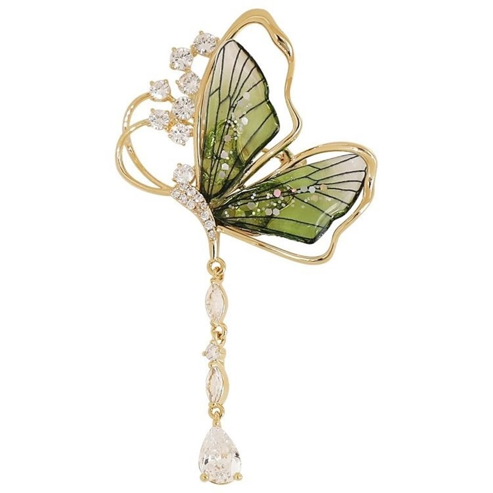 Delicate Vintage Butterfly Tassel Brooch for Women's Elegant Jewelry Accessories.