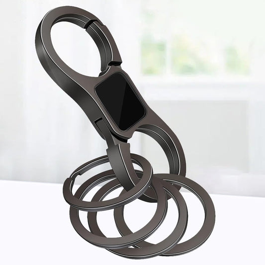Heavy-Duty Gunmetal Keychain Organizer with 4 Key Rings for Men and Women