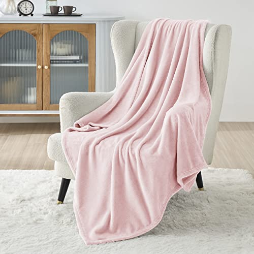 Valentine's Day Gift: Soft Pink Fleece Blanket for Twin Size Bed.