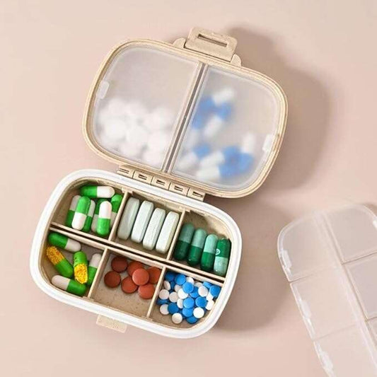 Khaki Travel Pill Box Organizer