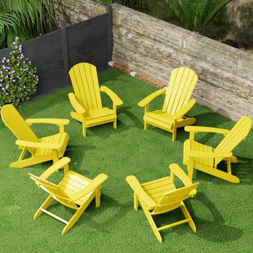 Adirondack Chairs Set of 6: Plastic Patio Chairs with Wood Texture