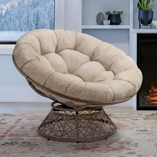 Brown Papasan Chair with 360 Swivel