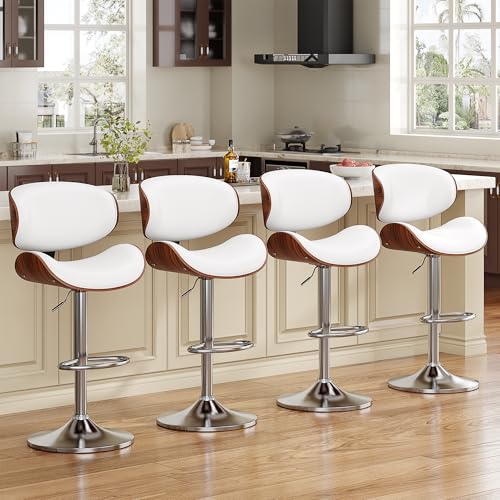 YaFiti Bar Stools Set of 4, Modern Pu Leather Swivel Adjustable Bar Stool Counter Height Stool Set...