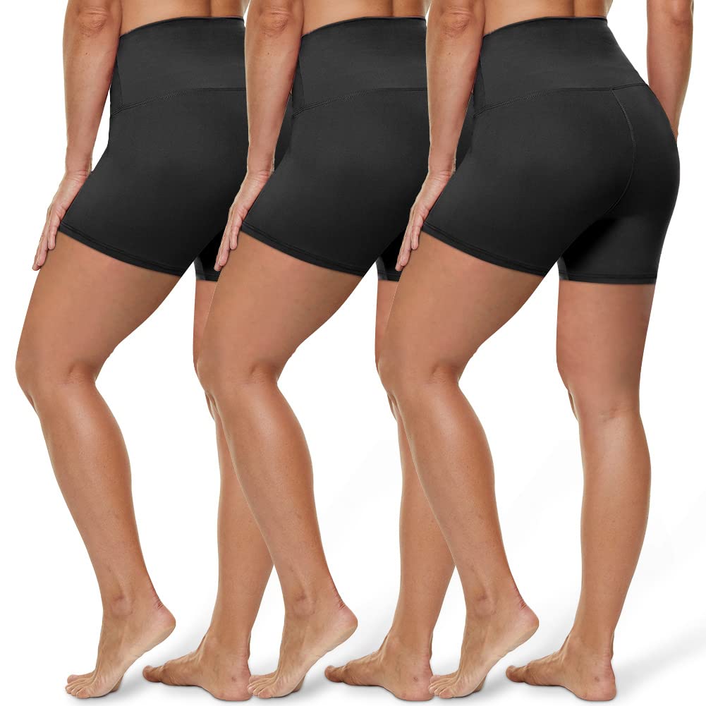 HLTPRO 3 Pack Plus Size Biker Shorts with Pockets for Women (S-4XL)- 8⁘/5⁘ High Waist Tummy Control Shorts for ...