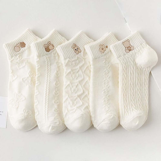 10 Pairs Womens Ankle Casual Socks Breathable Cable Knit Pattern Print Cute Socks.