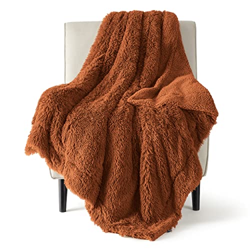 Soft plush faux fur buffalo wool throw blanket with minky backing.