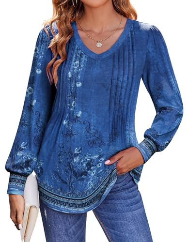 Elegant, playful Women's Puff Sleeves Long Tailored Blouse for Fall.