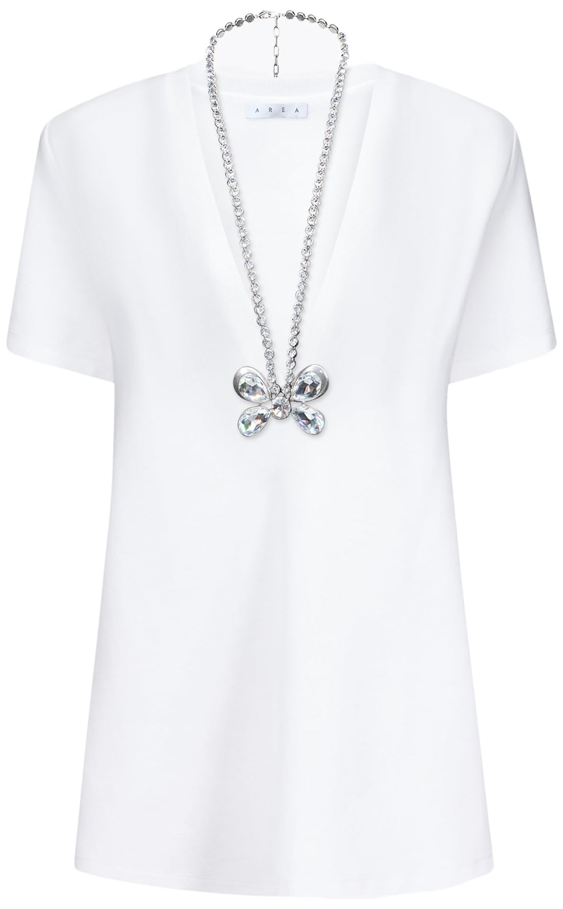 AREA, Crystal Butterfly V-Neck T-Shirt Dress.