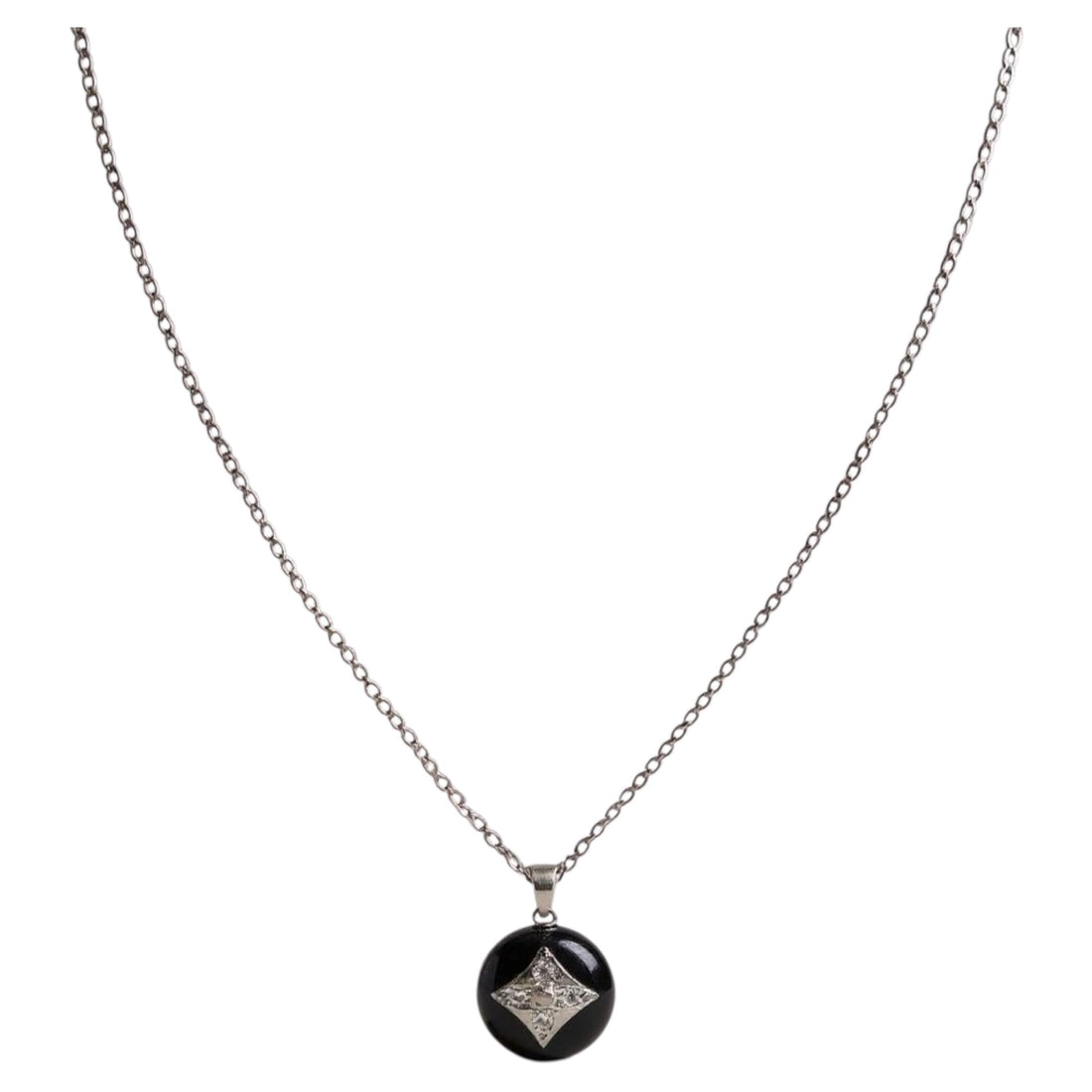 Dual-Tone Pendant Necklace with Enamel Circle