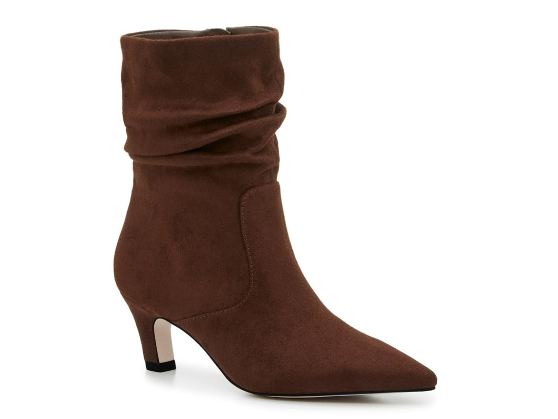 Check Amazon: Coutgo Women's Slouchy Ankle Boots Low Kitten Heel Pointed Toe Booties Side Zipper ...