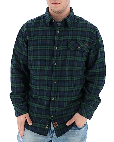 Rugged, Plaid Flannel Shirt with Corduroy Cuffs for Casual Outdoors