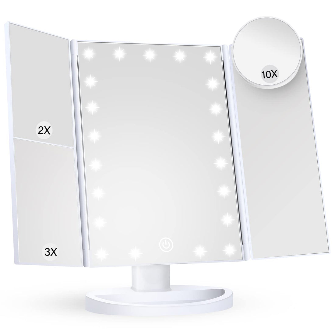 Glowing Makeup Mirror with Multi-Functional Features and High-Quality Magnification.