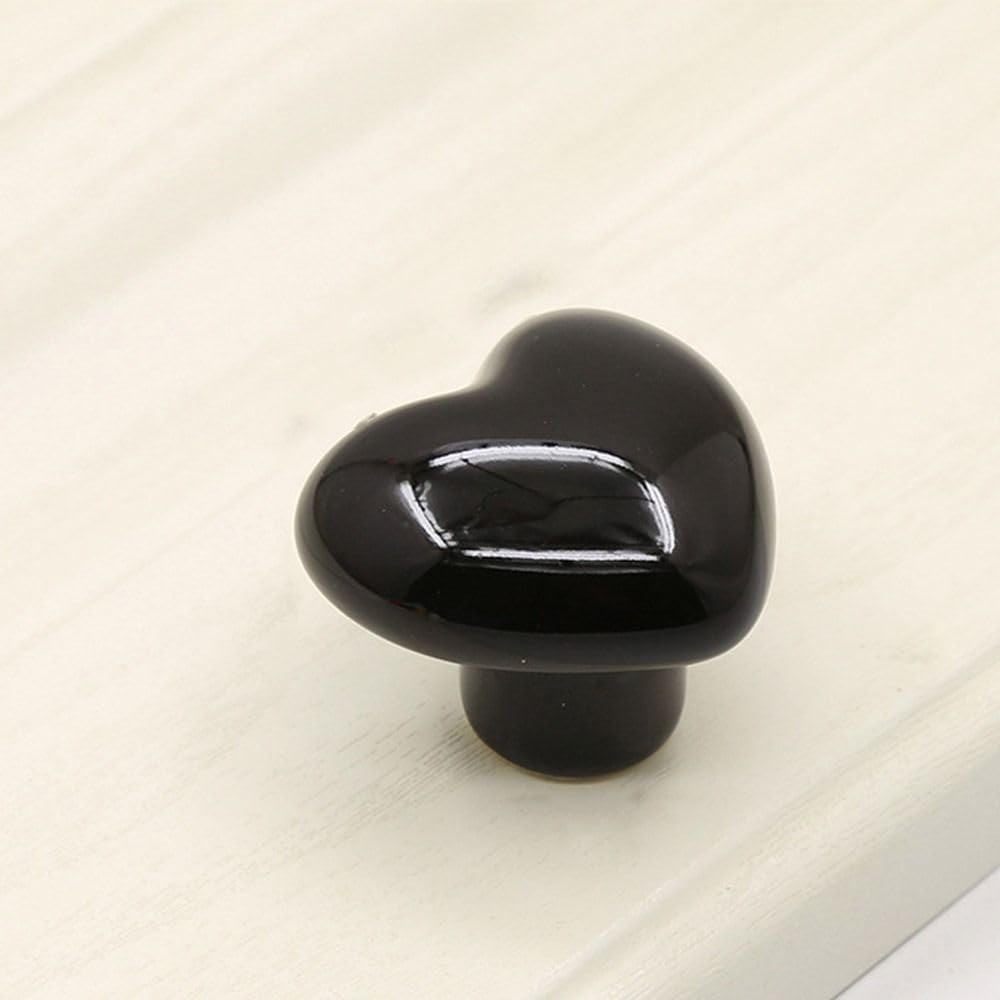 Heart Shaped Ceramic Cabinet Knobs Black