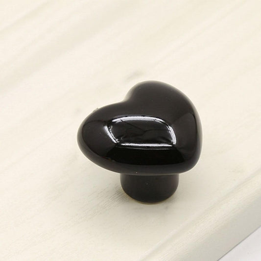 Heart Shaped Ceramic Cabinet Knobs Black