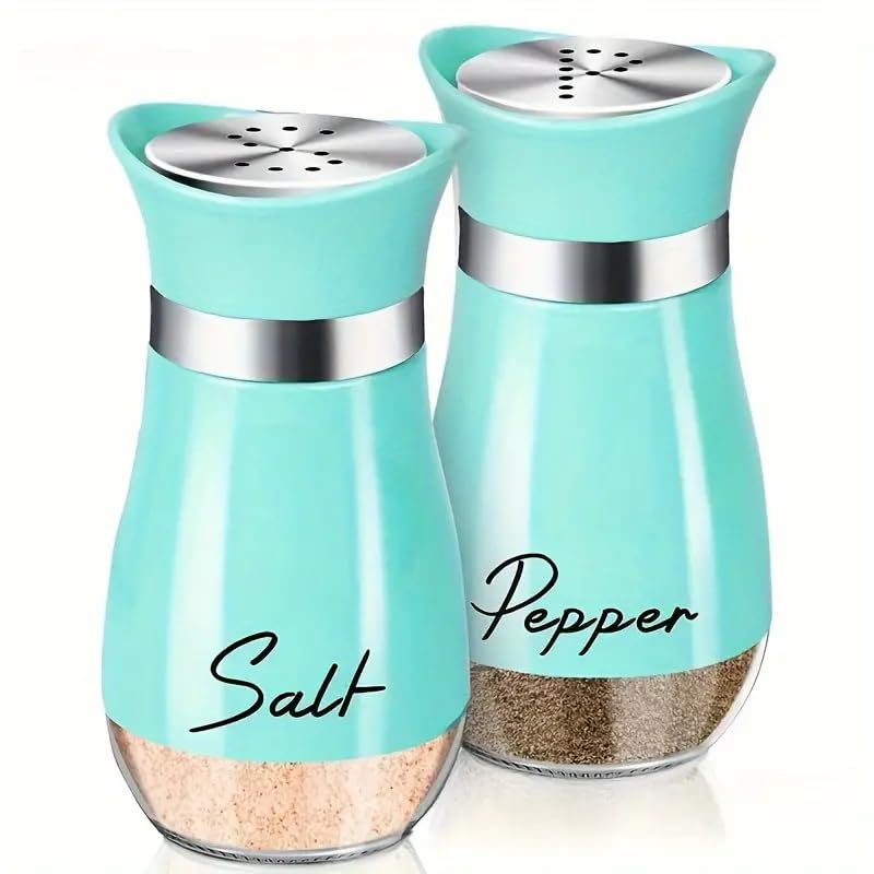 Refillable Glass Salt and Pepper Shaker Set for Kitchen and Outdoor Use