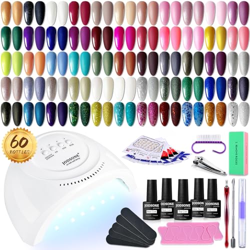 JODSONE 60 PCS Gel Nail Polish Starter Kit With U V Light
