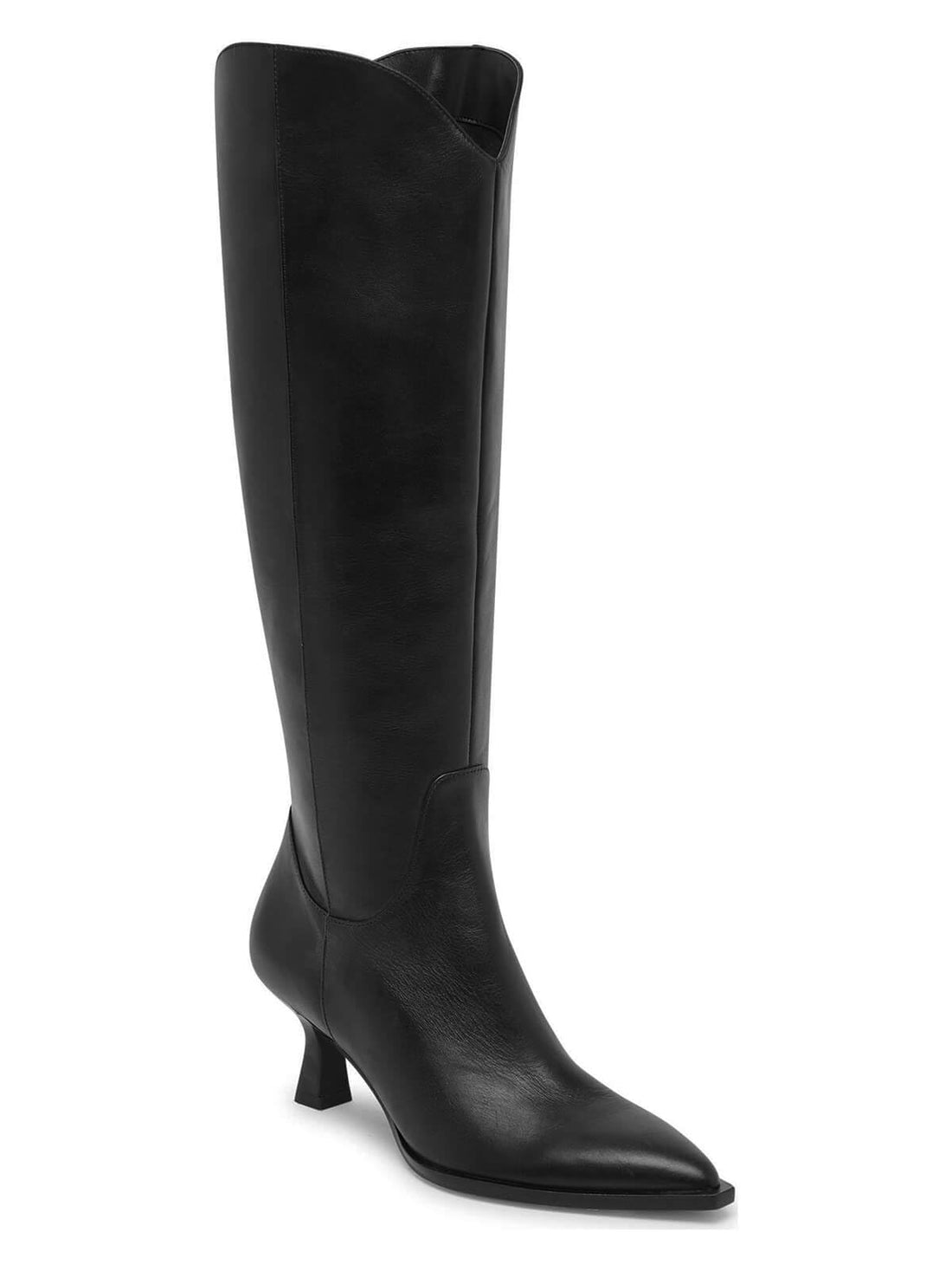 Coutgo Women's Knee High Boots with Kitten Heel and Pointed Toe