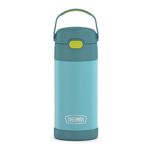 THERMOS FUNTAINER Water Bottle with Straw - 12 Ounce, Blue/Green - Kids Stainless Steel Vacuum ...